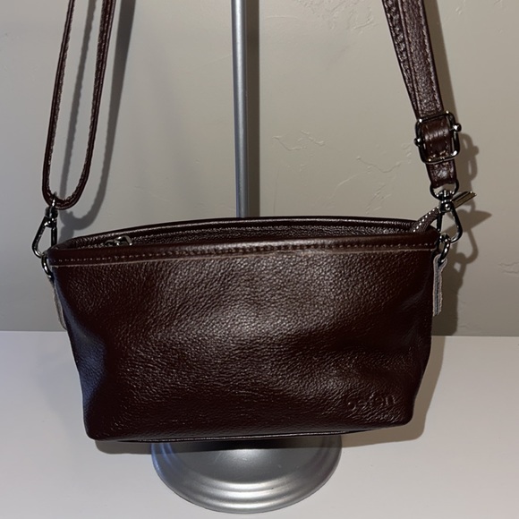 3 for $12 M&M Befen Chocolate Leather Crossbody NWOT - Picture 2 of 10